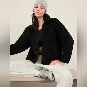 Athleta Cloud Fleece Black Jacket full zip up size 1X oversized sweatshirt